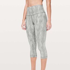 Lululemon Gray Sage Wunder Under Crop High-Rise Full-On Luon 21" Leggings Size 8